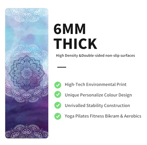 nuveti Yoga Mat Print Extra Thick TPE Non Slip Fitness Exercise Mat with Carrying Bag,72"x24" Extra Thick 6MM Exercise & Workout Mat for Yoga, Pilates Fitness and Floor Exercises - color: ManTuoLuo2