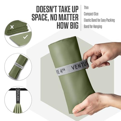 VENTURE 4TH Quick Dry Microfiber Towel for Camping & Gym - Army Green Large - color: Army Green, size: 60.00" x 31.50"