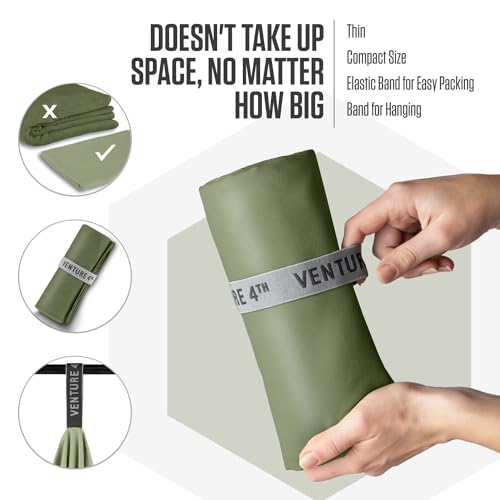 VENTURE 4TH Quick Dry Microfiber Towel for Camping & Gym - Army Green XL - color: Army Green, size: 72.00" x 31.50"