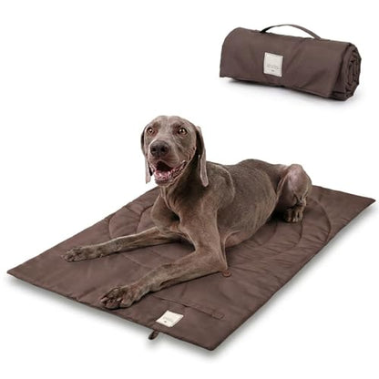 Lightly Padded Roll-Up Travel Dog Mat Settle & Place Training - color: Brown, size: Medium(37.4"x25.6")