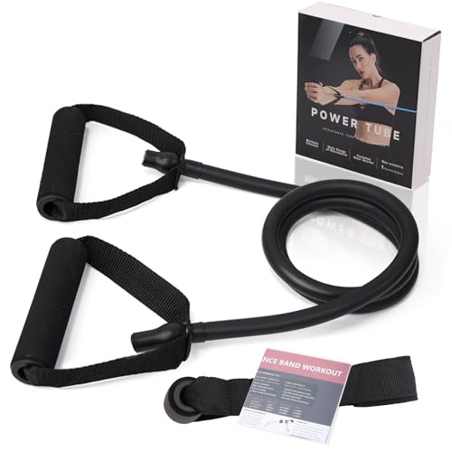 Resistance Bands with Handles and Door Anchor for Home Workouts | For women and men; includes a door anchor and simple guide for exercise, stretching, and home workouts. - color: Extra heavy-black-50 lbs