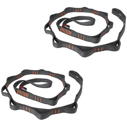 GM CLIMBING 16mm Nylon Daisy Chain Sling 22kN 120cm / 48in CE UIAA Certified for Leading Aid Climb Ascender Rigging Hammock Suspension - color: Gray | 2 Pack