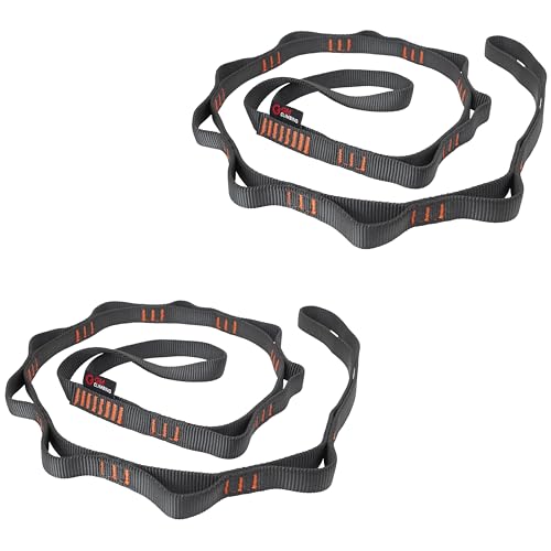 GM CLIMBING 16mm Nylon Daisy Chain Sling 22kN 120cm / 48in CE UIAA Certified for Leading Aid Climb Ascender Rigging Hammock Suspension - color: Gray | 2 Pack