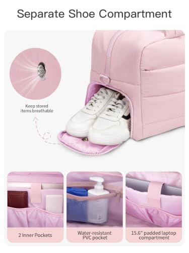 Gitus Travel Duffle Bag for Women Puffer Weekender Bags Carry on Gym Bag - color: Pink