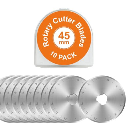 10 Packs 45mm Rotary Cutter Blades 45mm Quilting supplies Rotary Cutter Blades for fabric by SSPONT, compatible with OLFA,Fiskars,Mr.Pen,DAFA,Truecut etc. Sewing Arts Crafts, Sharp and Durable - color: 45mm-10 PCS