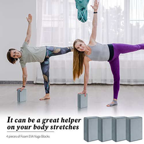 4 Pack Foam Yoga Blocks, Soft EVA Exercise Block Non Slip Grey