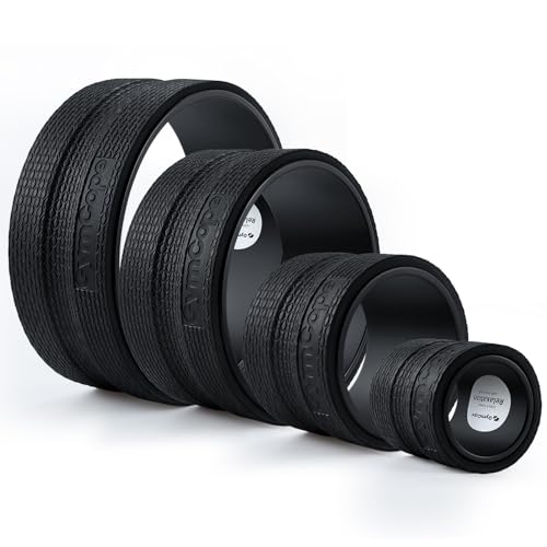 GymCope Back Roller Wheel, Spine-Safe Groove for Deep Stretch, 530 lbs | 1/2in sweat-resistant foam over ABS core, 4 sizes 4 to 12in plus 4-pack with 13in, yoga pilates home gym recovery, pvc free - color: Black, size: 4"+6"+10"+13"