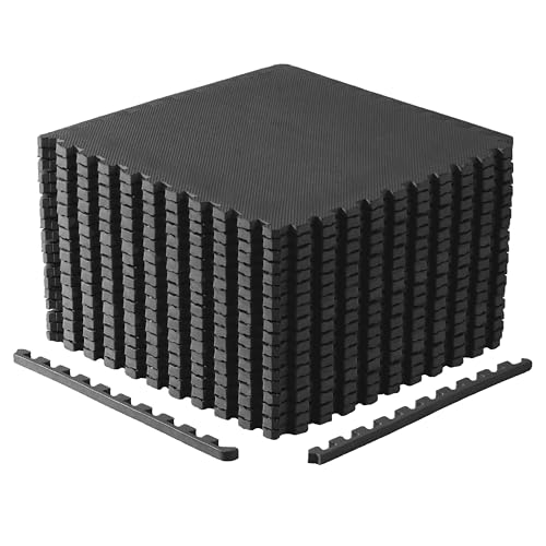 CAP Puzzle Exercise Mats | 3/4” Thick EVA Interlocking Foam Tiles for Home Gym Flooring | Multiple Options - color: T - Black, style: 18 Tiles (72 SQ FT)