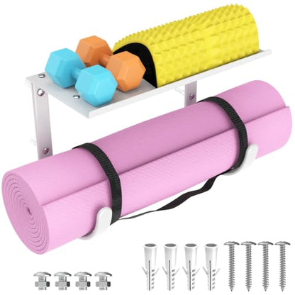 Rubber Coated Yoga Mat Holder, No Straps Required - size: 1-tier shelf