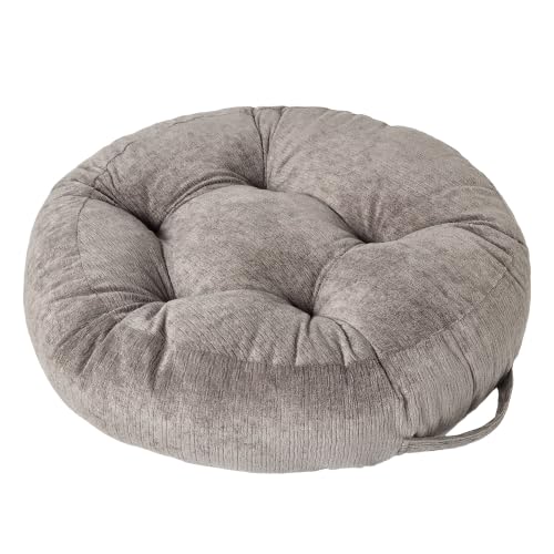 Floor Pillow Cushion for Adults Sitting | Large Meditation Cushion Pillow with Handle for Tatami Living Room or Yoga (1, Round, Light Taupe, 22 x 22 x 6 inches) - color: Round Light Taupe