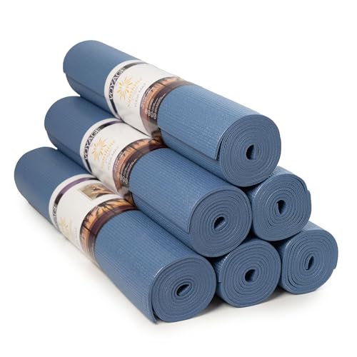 Voyage 5mm Studio Yoga Mats, 6 Pack, 72x24in | Extra Long, Anti-Tear Exercise Mats for Workout, Stretching, Fitness - Non Slip Gym Mats for Home, Schools and Studios - color: Slate