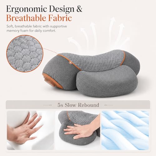 3 in 1 Heated Neck Massage Pillows with Heat for Pain Relief Deep Tissue, Rechargeable Cervical Neck Hump Corrector, Wireless Pillow Supports (No Washable Cover)