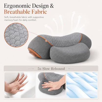 3 in 1 Heated Neck Massage Pillows with Heat for Pain Relief Deep Tissue, Rechargeable Cervical Neck Hump Corrector, Wireless Pillow Supports (No Washable Cover)