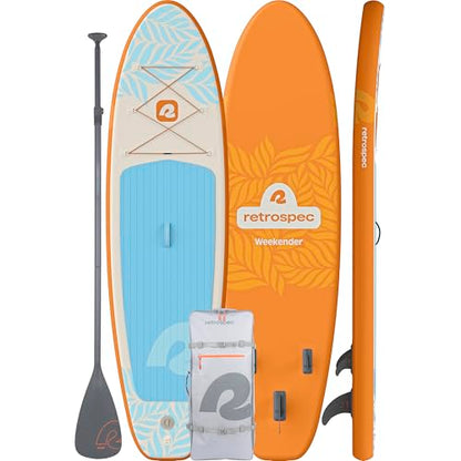 Retrospec Weekender Inflatable Stand Up Paddle Board Includes Paddle, Pump, and Accessories 10’6” Lightweight iSUP, Puncture Resistant Inflatable Paddle Board for Adults - color: Creamsicle