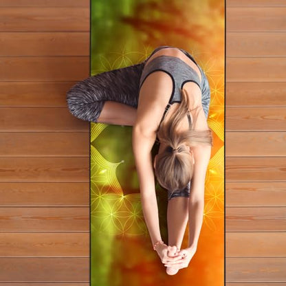 Hot Yoga Towel with Grip Dots, Non Slip, 74"x26", Geometric Flower - color: Geometric Flower, size: 74" x 26"