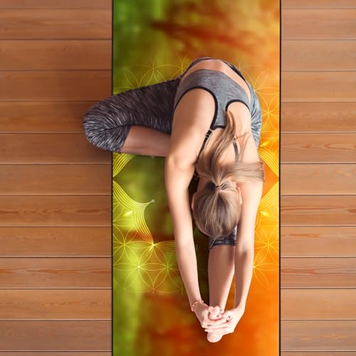 Hot Yoga Towel with Grip Dots, Non Slip, 70"x26, Geometric Flower - color: Geometric Flower, size: 70" x 26"