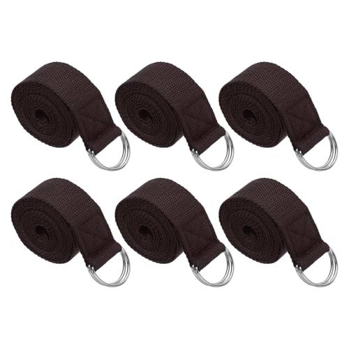 PATIKIL Yoga Strap for Stretching Cotton Yoga Belt with Adjustable Metal D-Ring Buckle Stretch Bands for Fitness Pilates - color: Brown, size: 8 Feet