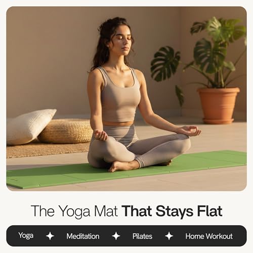 Folding Yoga Mat, TPE Folding Yoga Mat, Foldable Exercise Mat for Yoga, Pilates, Floor Workouts, Compact Design, Travel Friendly, Ideal for Home & Gym, Knee pad, Kneeling pad, No Roll Mat - color: Green