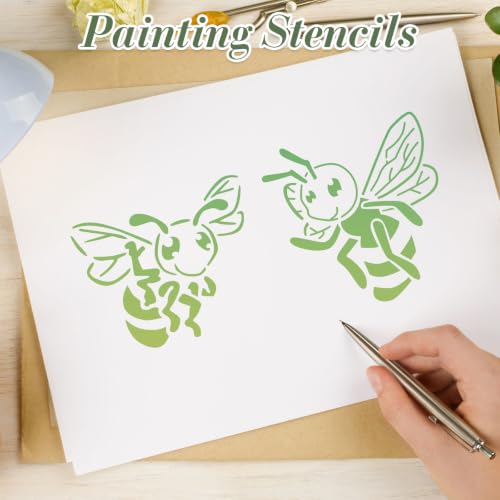 Insect Bee Stencils for Crafts Reusable 25Pcs Stencils(6X6 Inch) | DIY Art Painting Stencil Furniture Decor Kit for Wood Embroidery Wall Silk Screen Journaling - color: Bee 1