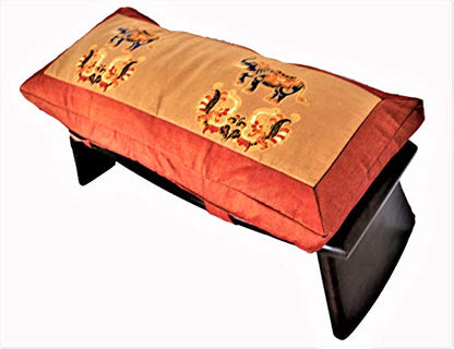 Meditation Bench & Cushion Set - Folding Seiza - Elephant Trek Saffron - color: Elephant Trek Saffron