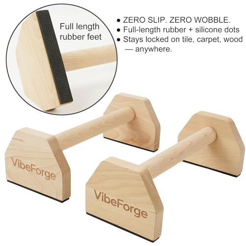 ProGrip Wooden Parallettes - Non-Slip Handstand Bars for Calisthenics