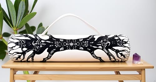 INDIAN CRAFT CASTLE ICC Yoga Mat Bag Carrier Full-Zip Exercise Yoga Mat Carry Bag for Women Men with Multi-Functional Storage Pockets and Adjustable Shoulder Strap 26X6 Inches - style: Black and White Tree