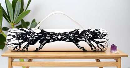 INDIAN CRAFT CASTLE ICC Yoga Mat Bag Carrier Full-Zip Exercise Yoga Mat Carry Bag for Women Men with Multi-Functional Storage Pockets and Adjustable Shoulder Strap 26X6 Inches - style: Black and White Tree