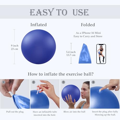 Soft Pilates Yoga Ball, Small Exercise Ball, Mini Rubber Workout Equipment - color: Blue