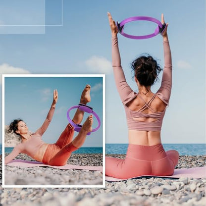 Syhood Pilates Ring 11. 81 Inch Pilates Circle Yoga Ring Magic Lightweight Flexible Workout Equipment for Fitness Physical Therapy Resistance Exercise Arms Legs - color: Purple