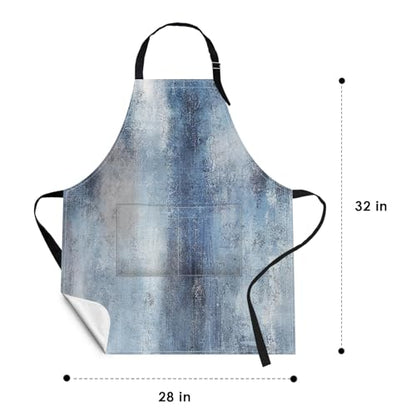 Apron with Pockets, 32x28 inch, 2 Pack, Teal Blue | Abstract Oil Paint Adjustable Bib with Pockets for Women Men Couple Lovers Chef Home Baking Gardening - color: Teal Blue