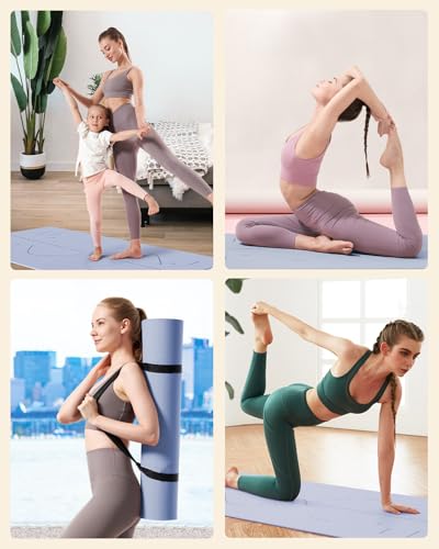 YOTTOY Yoga Mat, 72"x 32"x1/3" Extra Wide Non-Slip Exercise Fitness Yoga Mats,Eco-Friendly TPE Exercise Mats for Women Men Home Workout with Strap Bag - color: Nile
