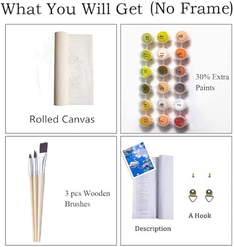 ZRIZQ Paint by Numbers Kit for Adults Beginner Animal,Swan,16x20 | Full set with wooden brushes,rolled canvas,rich paints.Calming activity.Beginner friendly.Just open and paint. - color: 16"X20"Rolled Canvas(Frameless)-Swan and Lake