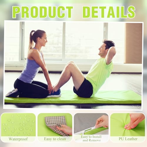 Lyrow 2 Inch Thick Yoga Mat 72x24 with Carry Strap Foam - color: Fresh Green