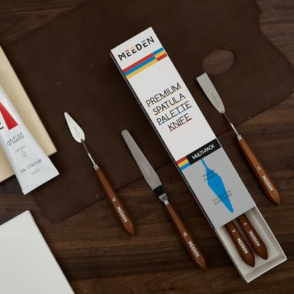 MEEDEN Artist Palette Knife Set: 3Pcs Art Spatula Knives with Wooden Handle - Stainless Steel Pallet Knives for Oil, Acrylic Canvas Painting - style: 3pcs