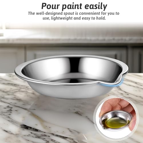 12 Small Round Paint Trays Painting Color Palette Paint Mixing Cups, 2-inch Makeup Palette Stainless Steel with Mouth Mini Metal Watercolor Palette for Modeling Mixing of Various Pigments