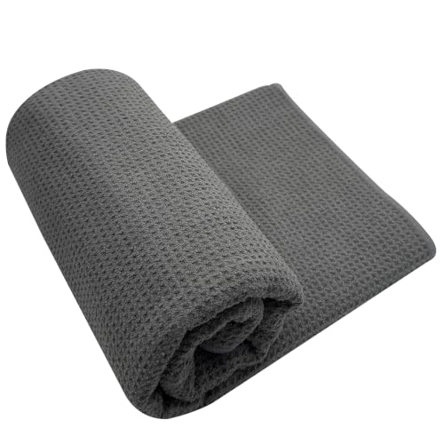 Ayra Hot Yoga Towel Non Slip - Yoga Mat Towel with Grip and Hot Pilates Towel | Microfiber, Ultra Soft and Highly Absorbent 72x26 | Dark Gray