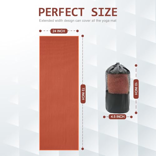 Eunzel 2 Pack Hot Yoga Towel with Grip Dot, Non Slip Yoga Mat Towe Sweat Absorbent Towel for Hot Yoga,Bikram, Pilates and Fitness 72" x 24", Sedona Red/Steel Blue - color: Sedona Red/ Steel Blue