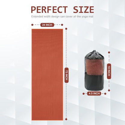 Eunzel 2 Pack Hot Yoga Towel with Grip Dot, Non Slip Yoga Mat Towe Sweat Absorbent Towel for Hot Yoga,Bikram, Pilates and Fitness 72" x 24", Sedona Red/Steel Blue - color: Sedona Red/ Steel Blue