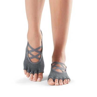 toesox Bellarina Grip Socks for Women, Half-Toe - color: Charcoal & Black, size: Medium