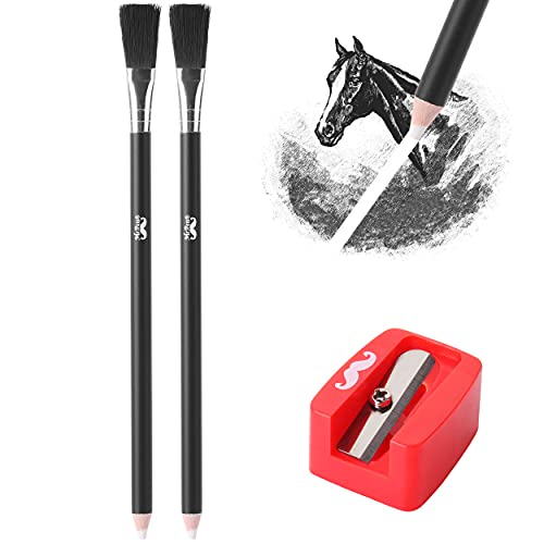 Mr. Pen- Detail Eraser Pencil, 2 Pack | Precision Erasers with Brush and Sharpener for Artists and Beginners