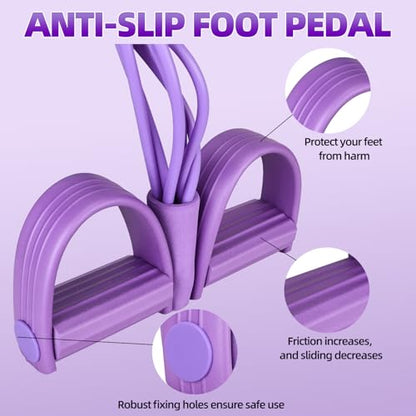 Multifunction 6-Tube Elastic Resistance Band with Foot Pedal, Elastic Pull Rope for Waist, Arm, Leg Stretching