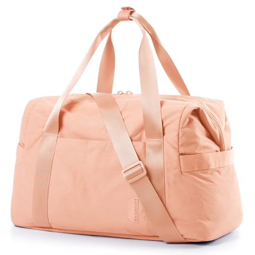 BAGSMART BAGSMART Gym Bag for Women, Carry on Weekender Overnight Bag, Travel Duffel Bags with Trolley Sleeve, Personal Item Travel Bag Tote Bag Workout Dance Bag(Orange,Medium) - color: Orange, size: Medium