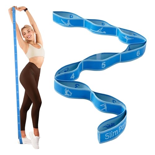 Slim Panda Stretch Strap, Multi-Loop for Physical Therapy,Elastic Yoga Stretching Strap for Dance,Yoga, Pilates & Gymnastics Exercise, Ballet Stretching Band for Flexibility, Leg Stretching - color: Blue