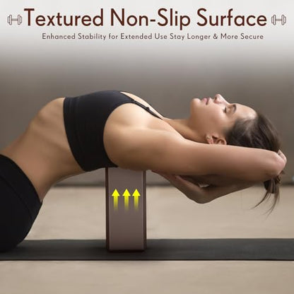 RoundFunny 4 Pack Yoga Blocks Non Slip Pilates Foam Brick - color: Brown