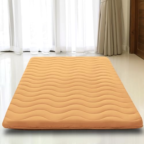 SCHNAUZER HOME Japanese Floor Futon Mattress Twin 3.5" Thick Coffee | Foldable Mattress Tatami Mat Sleeping Pad, 100% High Density Foam, Roll Up Floor Lounger Bed for Living Room Guest Room RV - color: Coffee, size: Twin( 80 x 39 )