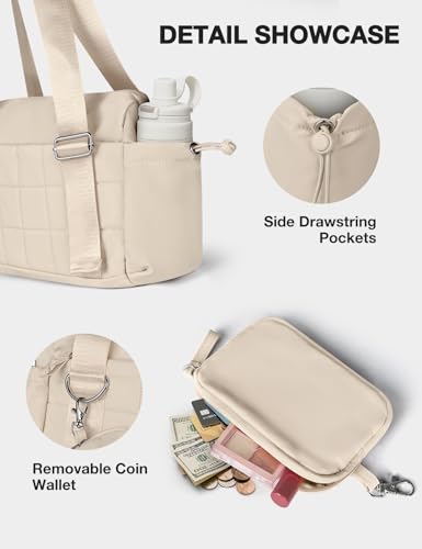Mini Gym Bag for Women Puffy Bag, Small Gym Bag with Coin Wallet, Lightweight Gym Tote Bag for Fitness, Work, Travel, Daily Commute,Camel - color: Camel