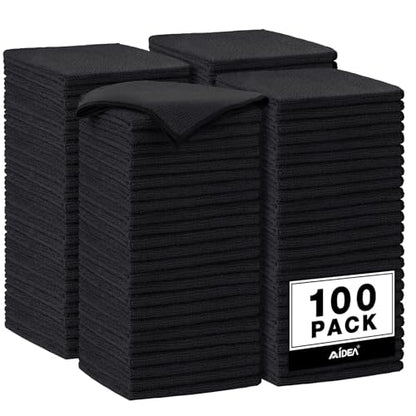 AIDEA Microfiber Cleaning Cloth Black 100PK, Microfiber Towels 11.5"×11.5" - color: Black