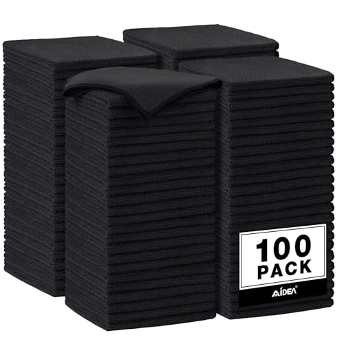 AIDEA Microfiber Cleaning Cloth Black 100PK, Microfiber Towels 11.5"×11.5" - color: Black