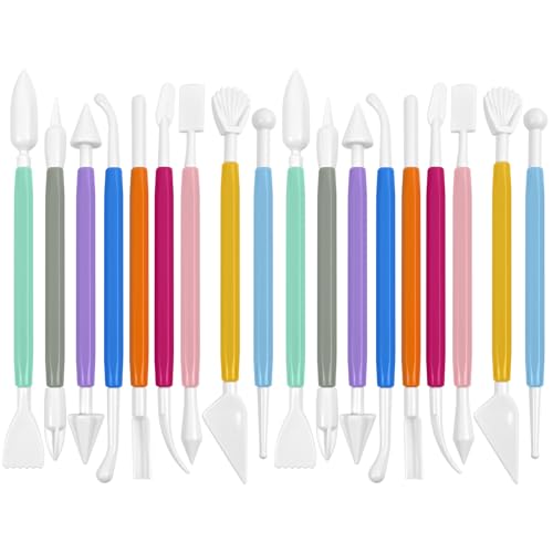 18PCS Double Ended Clay Sculpting Tools Set for Air Dry Polymer Clay Craft | Plastic pottery modeling molding tools, perfect for DIY handmade art creation and daily clay carving making projects