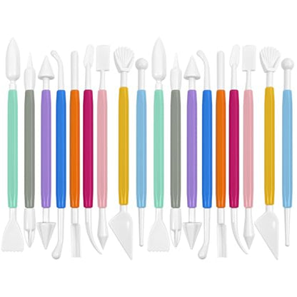 18PCS Double Ended Clay Sculpting Tools Set for Air Dry Polymer Clay Craft | Plastic pottery modeling molding tools, perfect for DIY handmade art creation and daily clay carving making projects